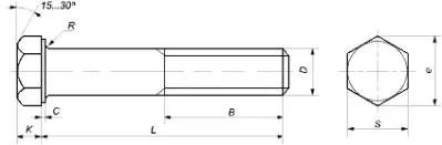 Болт шестигранный с неполной резьбой ГОСТ 7798-70